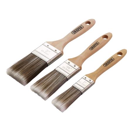 Draper 20439 Wood Handle Paint Brush Set (3 Piece) 