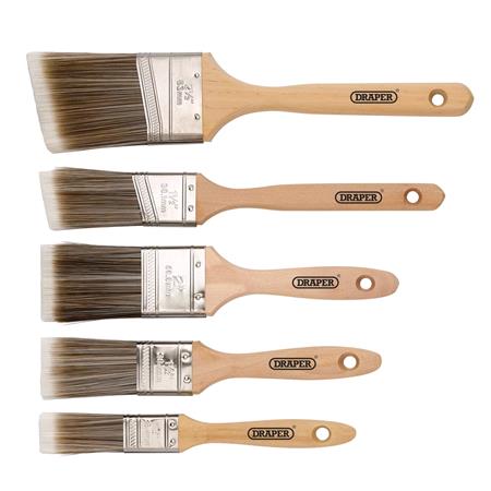 Draper 20445 Wood Handle Paint Brush Set (5 Piece)