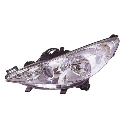 Left Headlamp (With Directional Lamp, Halogen, Takes H1/H7/H7 Bulbs, Supplied With Motor, Original Equipment) for Peugeot 207 Van 2006 on