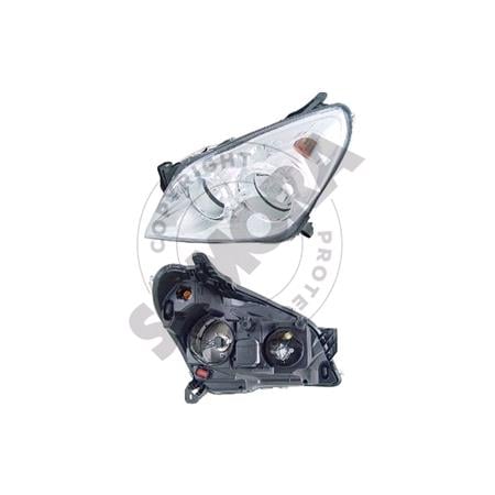 Left Headlamp (With Chrome Bezel, Halogen, Takes H7 / H1 Bulbs, Supplied With Motor, Original Equipment) for Opel ASTRA H 2007 2009