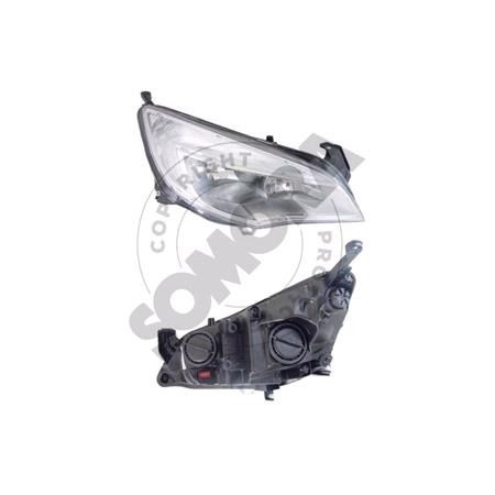 Right Headlamp (Chrome Bezel, Halogen, Takes H7/H7 Bulbs, Supplied With Bulbs and Motor, Original Equipment) for Vauxhall ASTRA Mk VI  2010 2012