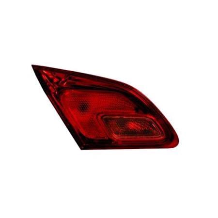 Left Rear Lamp (Inner, On Boot Lid, 5 Door Hatchback , Smoked Dark Red Type, Without Bulbholder, Original Equipment) for Opel ASTRA J 2012 2015