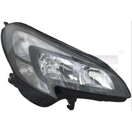 Right Headlamp (Halogen, Takes H7 / H7 Bulbs, Black Bezel, With LED Daytime Running Light, Supplied With Motor & Bulbs, Original Equipment) for Opel CORSA E 2015 on