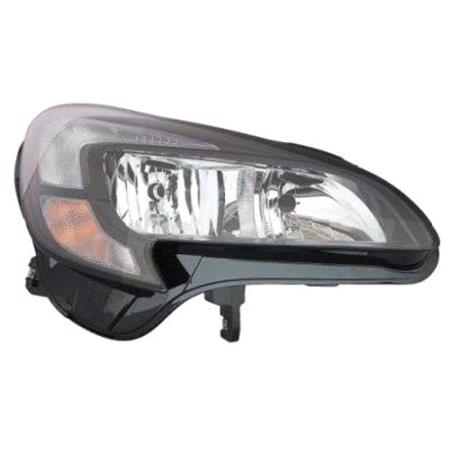 Right Headlamp (Halogen, Takes H7 / H7 Bulbs, Black Bezel, Supplied With Motor & Bulbs, Original Equipment) for Opel CORSA E 2015 on