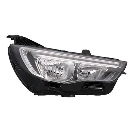 Left Headlamp (Halogen, Takes H7 / H7 Bulbs, With LED Daytime Running Light, Original Equipment) for Opel GRANDLAND X Van 2017 Onwards