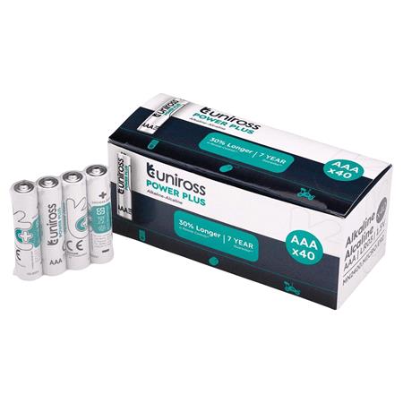 Uniross LR03 AAA Power Plus Alkaline Batteries (Pack of 40)