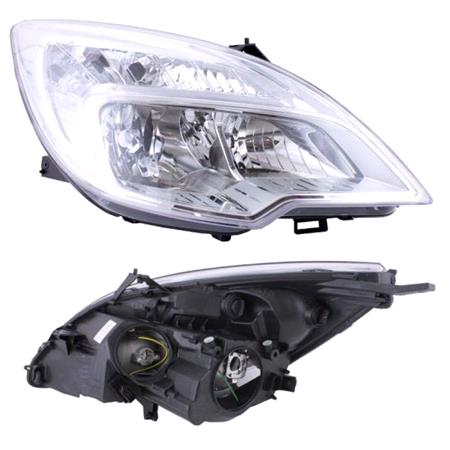 Right Headlamp (Without AFS, Halogen, Takes H1/H7 Bulbs, Electric Adjustment, Supplied With Motor) for Opel MERIVA B 2010 on