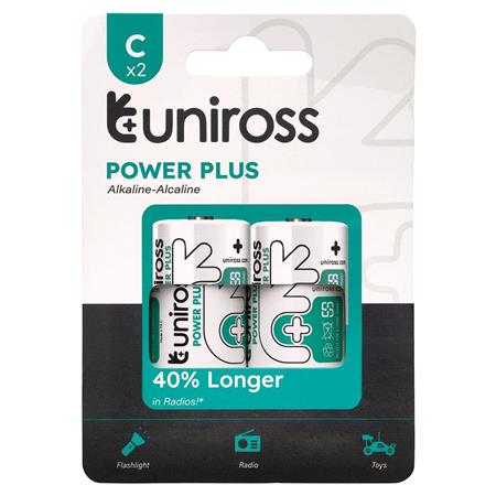 Uniross LR14 C Power Plus Alkaline Batteries (Pack of 2)