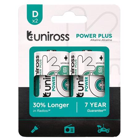 Uniross LR20 D Power Plus Alkaline Batteries (Pack of 2)