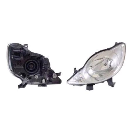 Left Headlamp (Single Reflector, Halogen, Takes H4 Bulb, Supplied With Motor, Original Equipment) for Peugeot 107 2005 on