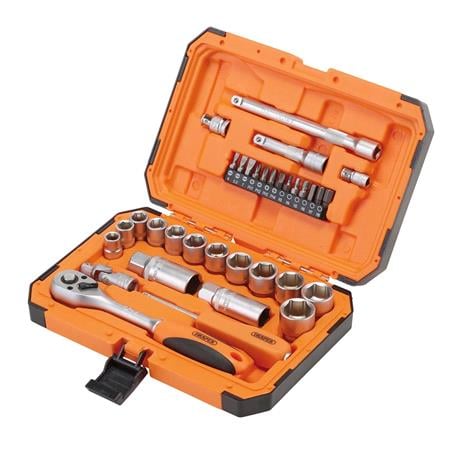 Draper 22110 HI TORQ 6 Point Socket Set, 1/4" and 3/8" (34 Piece)