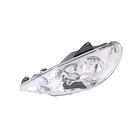 Left Headlamp (Twin Reflector, Original Equipment) for Peugeot 206 SW 1999 on