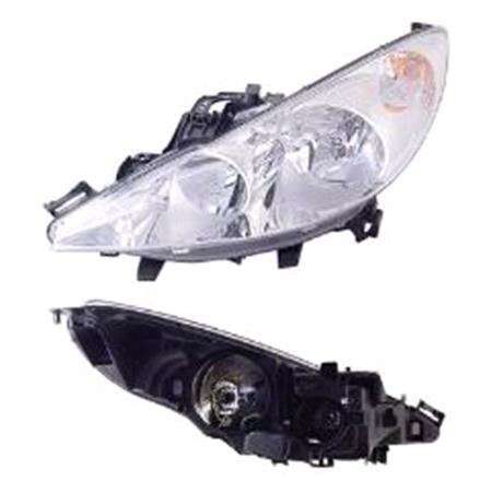 Left Headlamp (Without Directional Lamp, Original Equipment) for Peugeot 207 2006 on