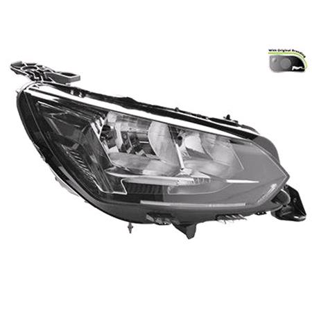 Right Headlamp (Halogen, Takes H18 / H9 Bulbs, Supplied With Bulbs & Motor, Original Equipment) for Peugeot 208 II 2019 to 2023
