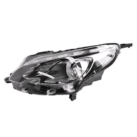 Left Headlamp (Halogen, Black Bezel, Takes H7 / H7 Bulbs, With LED Daytime Running Light, Supplied With Motor) for Peugeot 2008 2016 2019