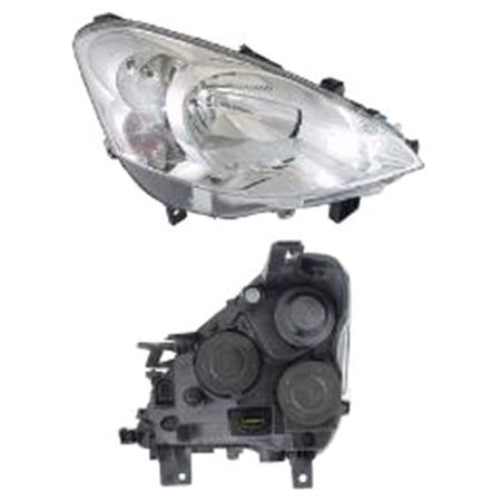 Right Headlamp (Halogen, Takes H4 Bulb, Supplied With Motor & Bulb, Original Equipment) for Peugeot PARTNER Tepee 2008 on