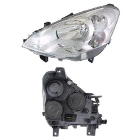 Left Headlamp (Halogen, Takes H4 Bulb, Supplied With Motor & Bulb, Original Equipment) for Peugeot PARTNER van 2008 on