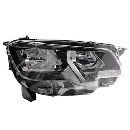 Right Headlamp (Halogen, Takes H7 / H1 Bulbs, Supplied With Motor, Original Equipment) for Peugeot PARTNER Box 2018 on