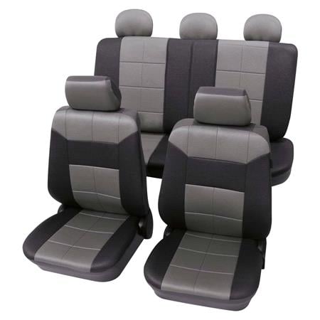 Grey & Black Leather Look Seat Cover set   For Volkswagen Passat 2010 Onwards