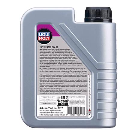 Liqui Moly 5W 30 C1 Top Tec 4500 Engine Oil   1 Litre