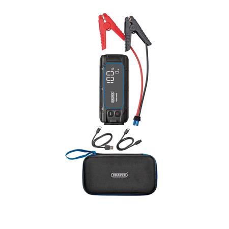 Draper 23742 12V Lithium Jump Starter with Power Bank and Digital Display, 3000A 