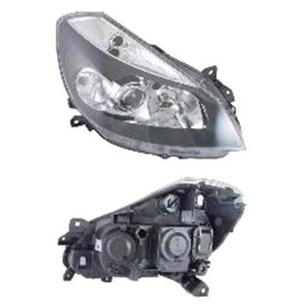 Right Headlamp (Black Bezel, With Cornering Lamp, Halogen, Takes H7 / H7 / H1 Bulbs) for Renault CLIO Grandtour 2005 2009
