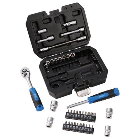 Draper 24223 HI TORQ Metric Socket and Bit Set, 1/4" Sq. Dr. (40 Piece)