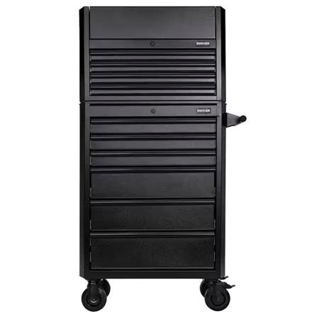 Draper 24247 BUNKER 10 Drawer Combined Roller Cabinet and Tool Chest, 26", Black