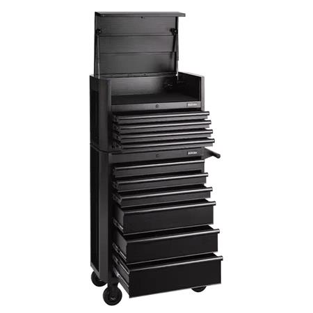 Draper 24247 BUNKER 10 Drawer Combined Roller Cabinet and Tool Chest, 26", Black