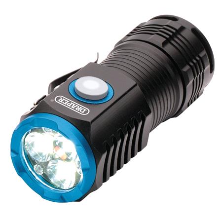 Draper 24258 LED Rechargeable Pocket Torch, 3 x 8W, 1800 Lumens