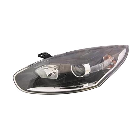 Left Headlamp (Halogen, Takes H7 / H7 Bulbs, Black Bezel, With Black Brow, With Chrome Accent Trim, Original Equipment) for Renault MEGANE Hatchback 2014 to 2016