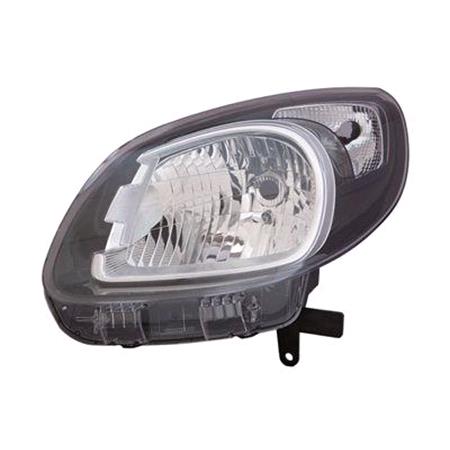 Right Headlamp (Halogen, Takes H4 Bulb, Black Bezel, For Z.E Models, Supplied Without Motor) for Renault KANGOO Express 2013 on