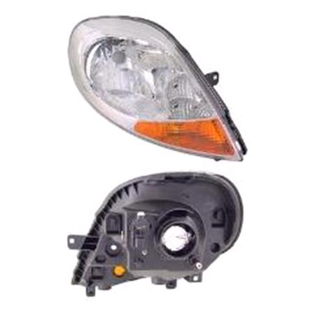 Right Headlamp (With Amber Indicator, Halogen, Takes H4 Bulb, Supplied With Motor) for Renault TRAFIC II Van 2007 on