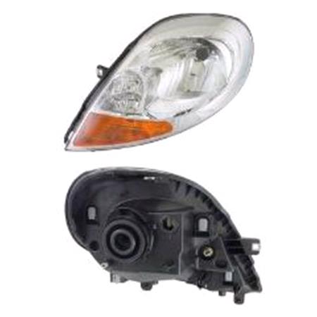 Left Headlamp (With Amber Indicator, Halogen, Takes H4 Bulb, Supplied Without Motor) for Renault TRAFIC II Flatbed / Chassis 2007 on