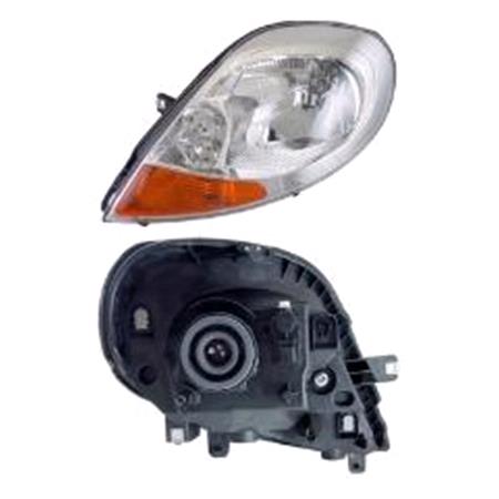 Left Headlamp (With Amber Indicator, Halogen, Takes H4 Bulb, Supplied With Motor & Bulb, Original Equipment) for Renault TRAFIC II Flatbed / Chassis 2007 on