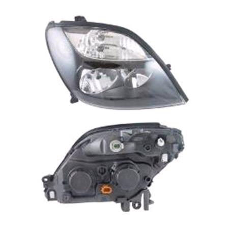 Right Headlamp (Black Bezel, Original Equipment, Takes H7 + H1 Bulbs, Supplied Without Bulbs) for Renault SCÉNIC I 1999 2003