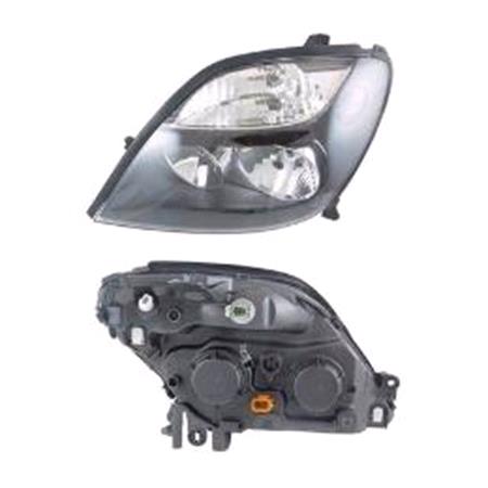 Left Headlamp (Black Bezel, Original Equipment, Takes H7 + H1 Bulbs, Supplied Without Bulbs) for Renault SCÉNIC I 1999 2003