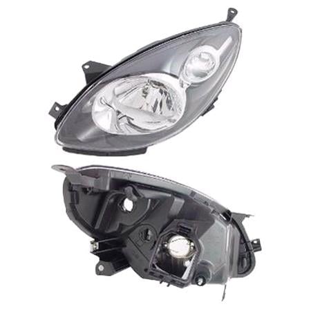 Left Headlamp (Halogen, Takes H4 Bulb, With Black Bezel, Supplied Without Bulbs or Motor, Original Equipment) for Renault TWINGO 2012 2014