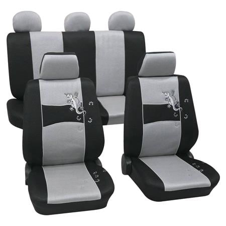 Silver & Black Stylish Car Seat Cover set   For Peugeot 106 1991 1996   Washable