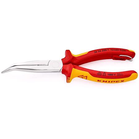 KNIPEX Bended VDE Snipe Nose Side Cutting Pliers, 200mm