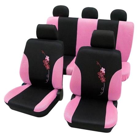 Girly Car Seat Covers Pink & Black Flower pattern  Peugeot 207 CC 2007 Onwards
