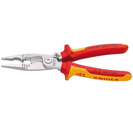 KNIPEX Pliers for Electrical Installation, Insulated with Multi Component Grips, 200mm