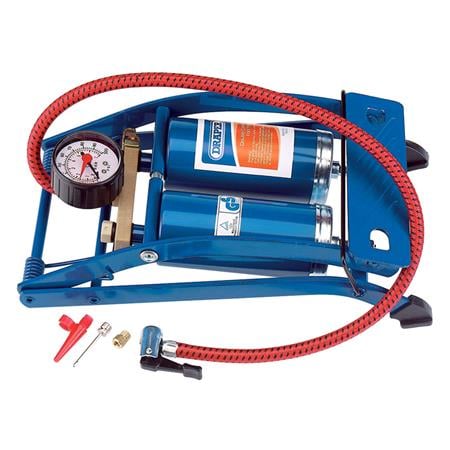 Draper 25996 Double Cylinder Foot Pump with Pressure Gauge