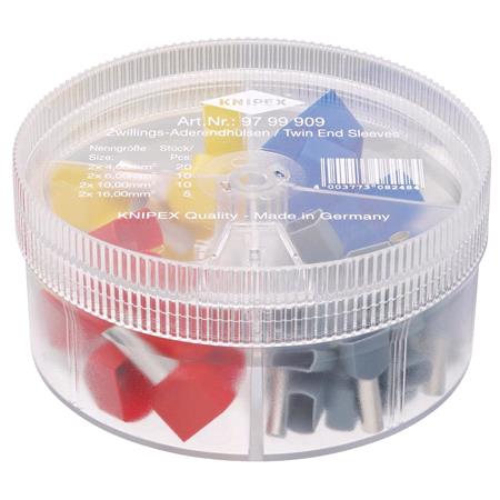 KNIPEX Assortment Box with 45 Twin Wire Ferrules, 4 Parts
