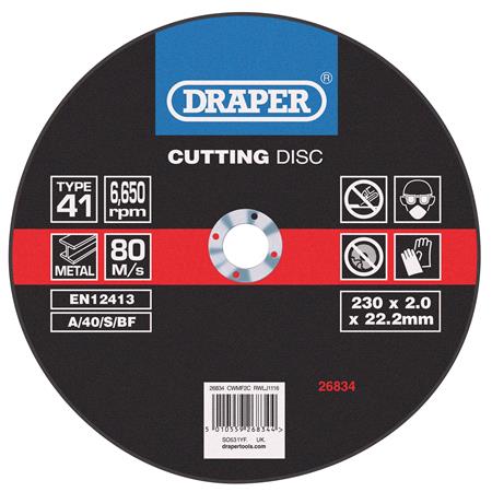 Draper 26834 Flat Metal Cutting Discs (230 x 2 x 22.2mm)