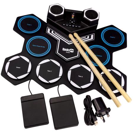 PDT RockJam Roll Up Bluetooth Drum Kit with Built in Battery & Drumsticks