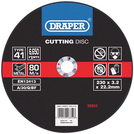 Draper 26852 Flat Metal Cutting Discs (230 x 3.2 x 22.2mm)