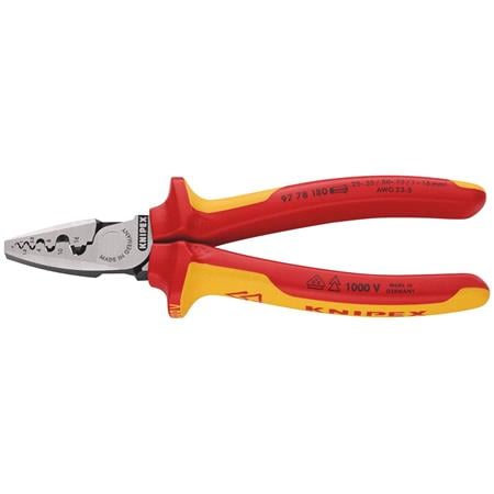 KNIPEX 26914 VDE Insulated Crimping Pliers for End Sleeves, 180 mm