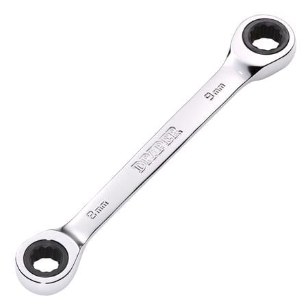 Draper 27735 HI TORQ Metric Double Ratchet Ring Spanner, 8 x 9mm