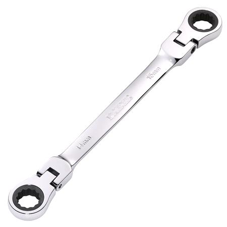 Draper 27747 HI TORQ Metric Flexible Head Double Ring Ratchet Spanner, 14 x 15mm
